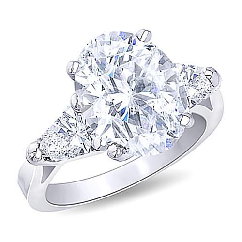 Big 4.30 Carats Three Stone Real Diamond Anniversary Ring 