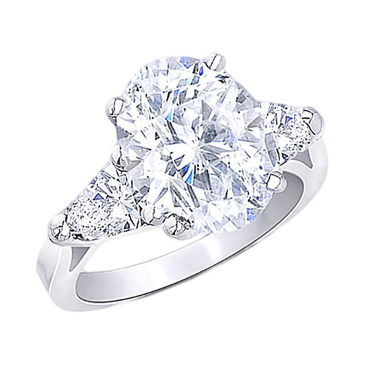 Big 4.30 Carats Three Stone Real Diamond Anniversary Ring Jewelry