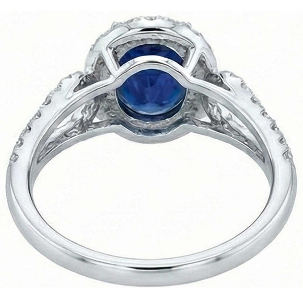 natural round sapphire 5ct ring on white background