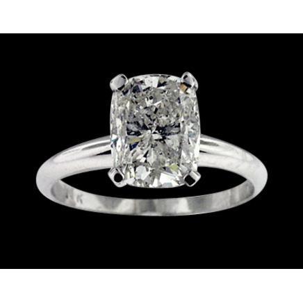 Big Cushion Cut Real Diamond 3 Carats Solitaire Ring