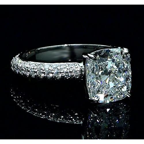 Big Cushion Real Diamond Engagement Ring With Accents 7.25 Carats 