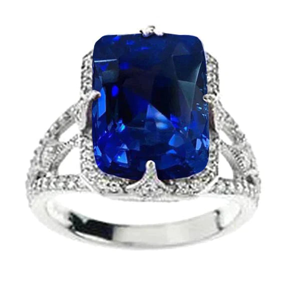 Big Cushion Sapphire Engagement Ring
