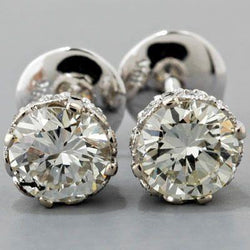 Big Gorgeous Round Solitaire Real Diamond Stud Earring White Gold 4 Carats