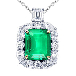 14 Karat Two Tone Gold GIA-Certified Colombian Emerald Precious