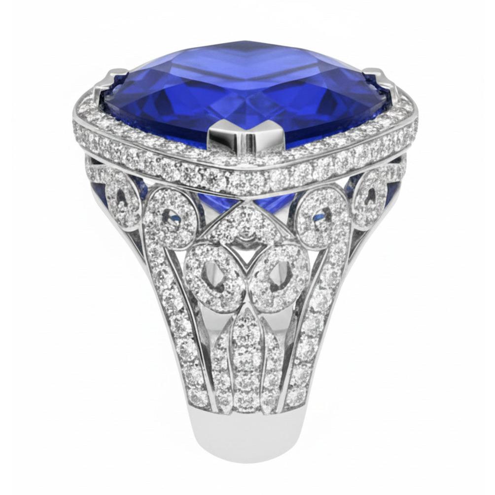 natural round sapphire 7ct ring top view