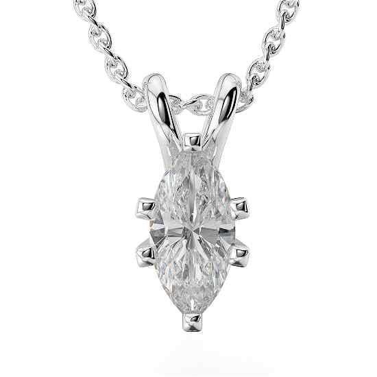 Big Marquise Cut 2 Ct Solitaire Natural Diamond Pendant Necklace White Gold