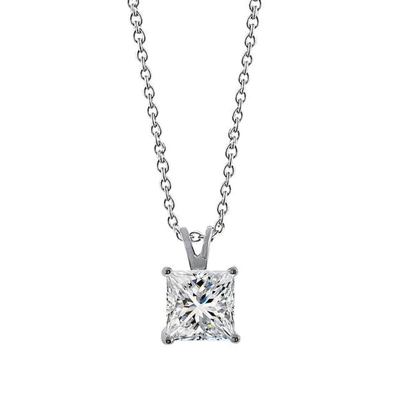 Big Natural Diamond Pendant Necklace 3 Carat Gorgeous White Gold 14K Jewelry