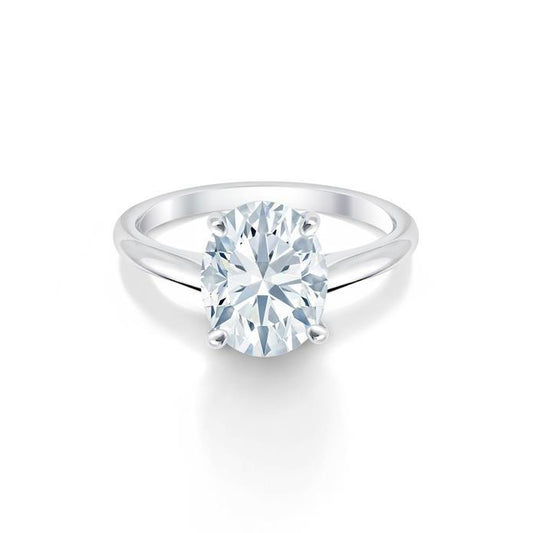 Big Oval Cut Real Diamond 2.50 Carats Solitaire Ring White Gold 14K