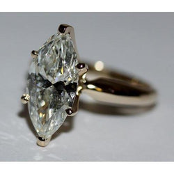 Big Real Marquise Natural Earth Mined Diamond Solitaire Engagement Ring 3.50 Carats