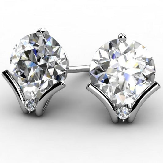 Big Round Cut 6.20 Ct Real Diamonds Women Studs Earring White Gold - Stud Earrings-harrychadent.ca