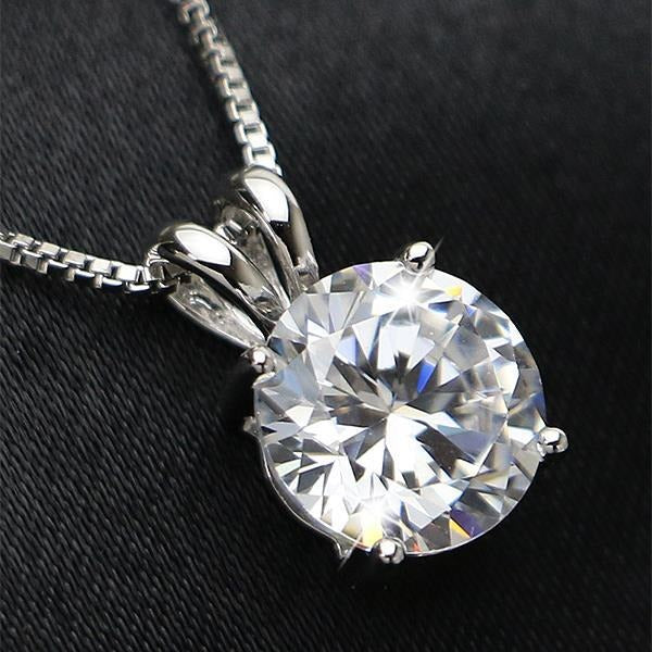 Big Round Cut Natural Diamond Necklace Pendant 3.5 Carats White Gold 14K