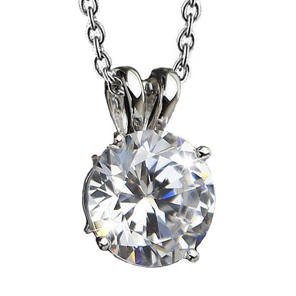 Big Round Cut Real Diamond Necklace Pendant White Gold 14K 3.5 Carats