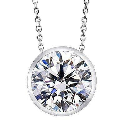 Big Round Real Diamond Necklace Pendant Solid White Gold Jewelry 3 Ct - Pendant-harrychadent.ca