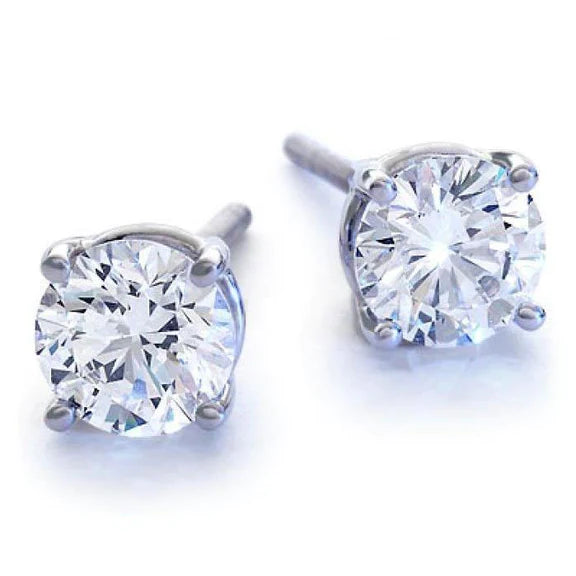 Big Solitaire Round Genuine Diamond 5 Ct. Stud Earrings Gold Jewelry Prong Set