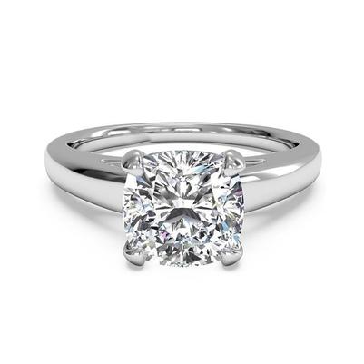 Big Sparkling Cushion Cut 3 Carat Real Diamond Engagement Ring White Gold