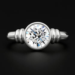 Big 3 Carat Genuine Natural Earth Mined Diamond Solitaire Ring Bezel Setting White Gold 14K