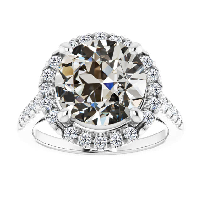 Old Mine Cut Brilliant Diamond ring in 14K White Gold – main view
