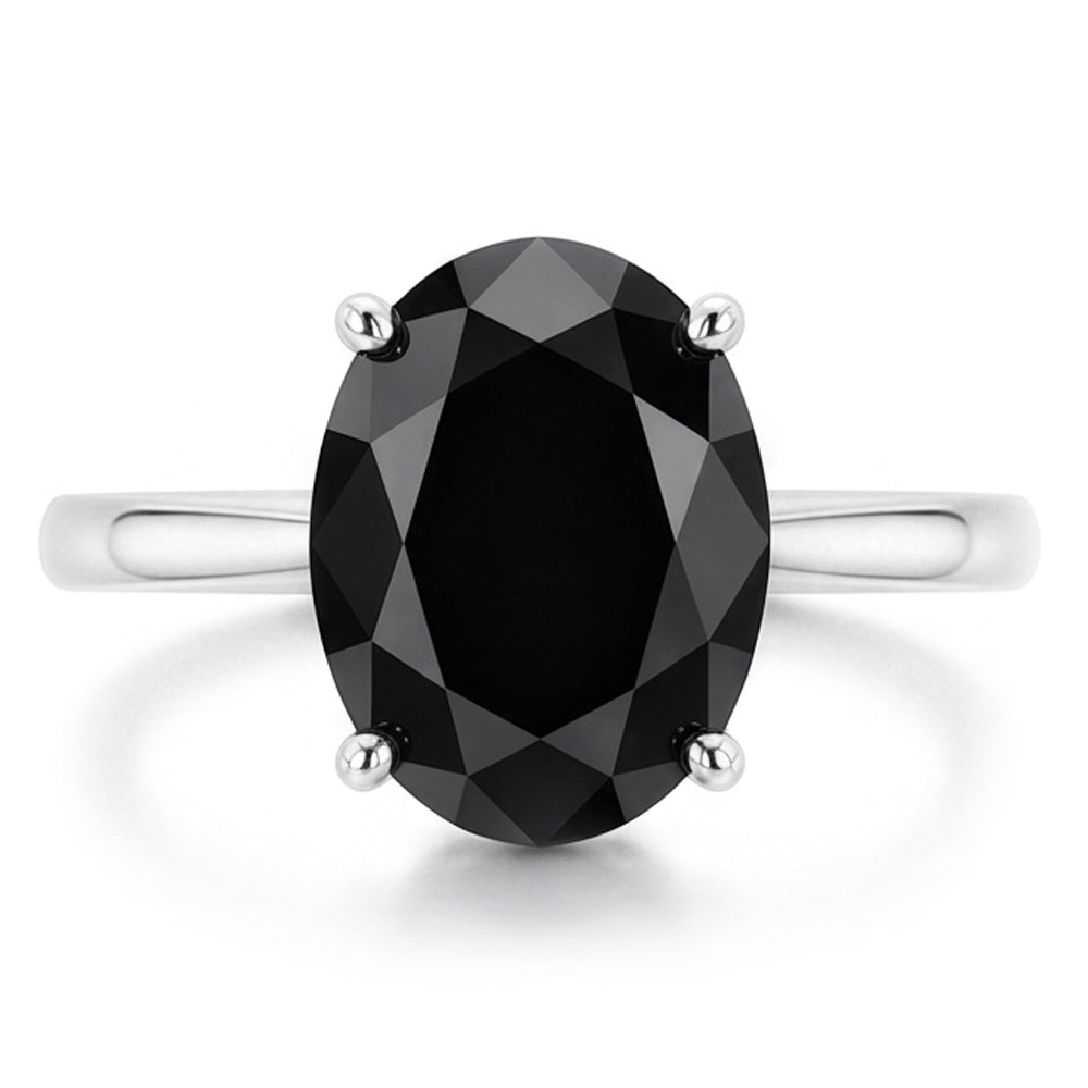 Black Diamond Engagement Ring 3.5 Carat Natural Pear Solitaire Cathedral 14K White Gold