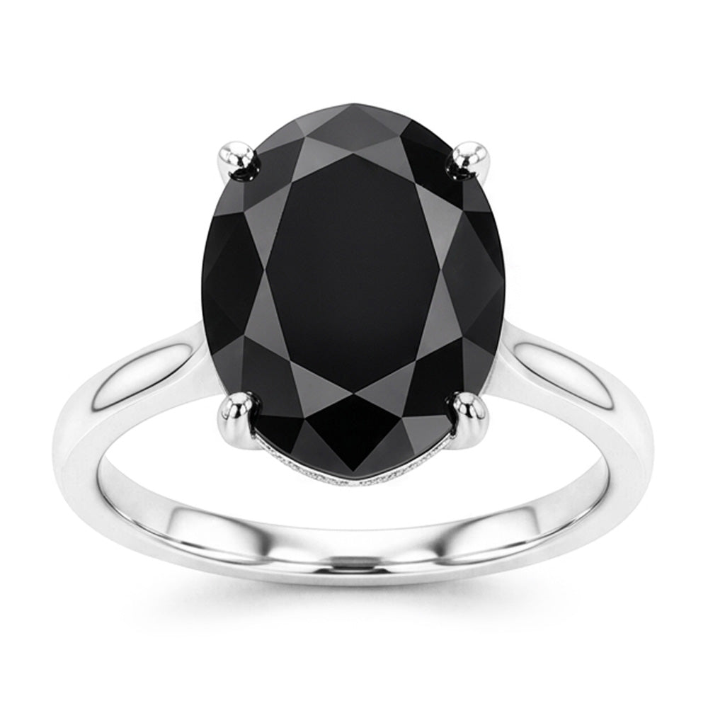 Black Diamond Engagement Ring 3.5 Carat Natural Pear Solitaire Cathedral 14K White Gold