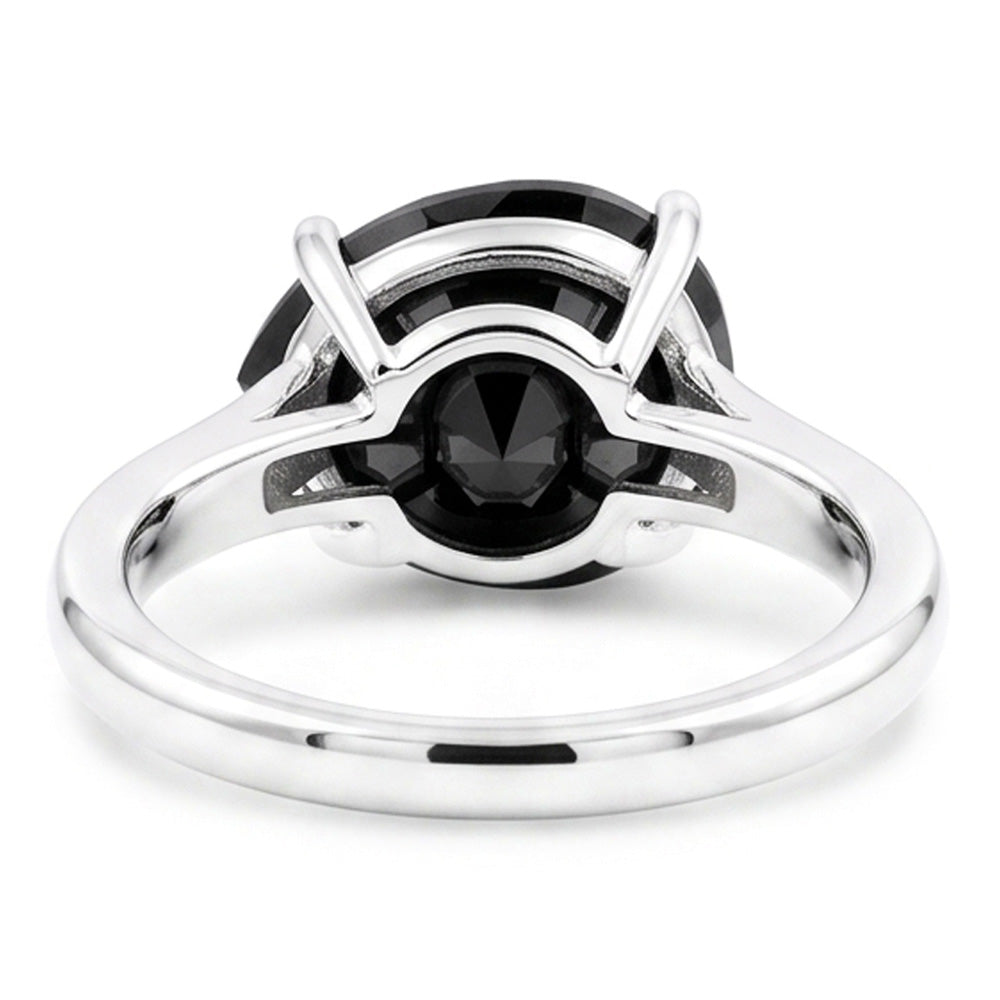 Black Diamond Jewellery 5 Carat Genuine Pear Solitaire Knife Edge Ring 14K White Gold