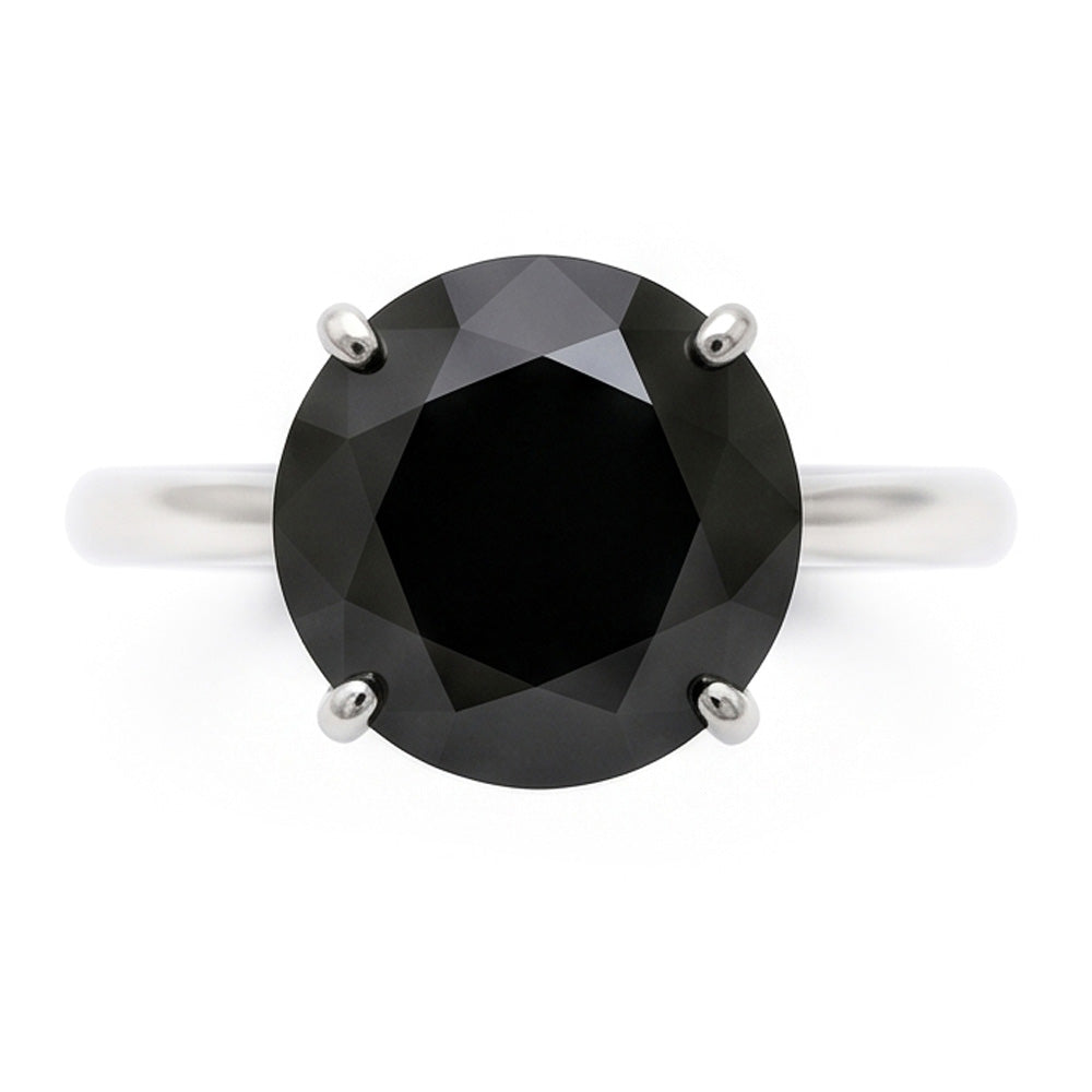 Black Diamond Jewellery 5 Carat Genuine Round Solitaire Plain Ring 14K White Gold