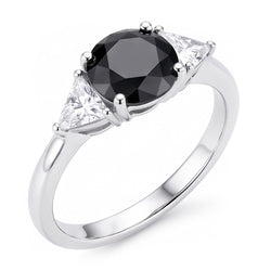 Black Friday Engagement Ring Sales 3.6 Carat Genuine Round Diamond Trilliant Three Stone 14K White Gold