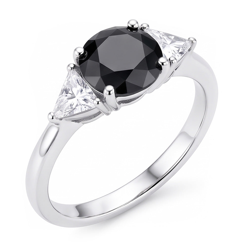 Black Friday Engagement Ring Sales 3.6 Carat Genuine Round Diamond Trilliant Three Stone 14K White Gold