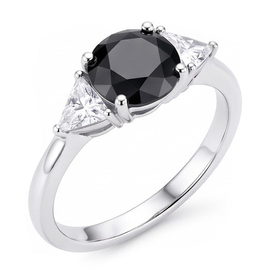 Black Friday Engagement Ring Sales 3.6 Carat Genuine Round Diamond Trilliant Three Stone 14K White Gold