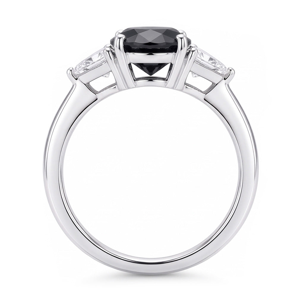 Black Friday Engagement Ring Sales 3.6 Carat Genuine Round Diamond Trilliant Three Stone 14K White Gold