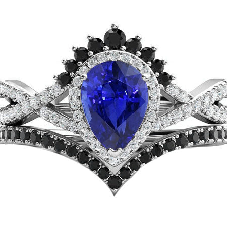 Colored Stone Ring 14K White Gold with Blue Sapphire – main view