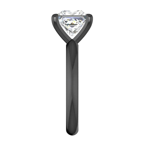 Black Gold Princess Real Diamond Solitaire Ring 2.50 Carats