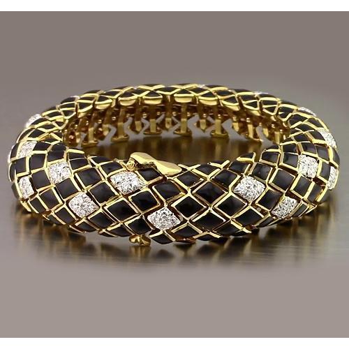 Black Yellow Gold Genuine Diamond Men's Bracelet 4.80 Carats Jewelry New