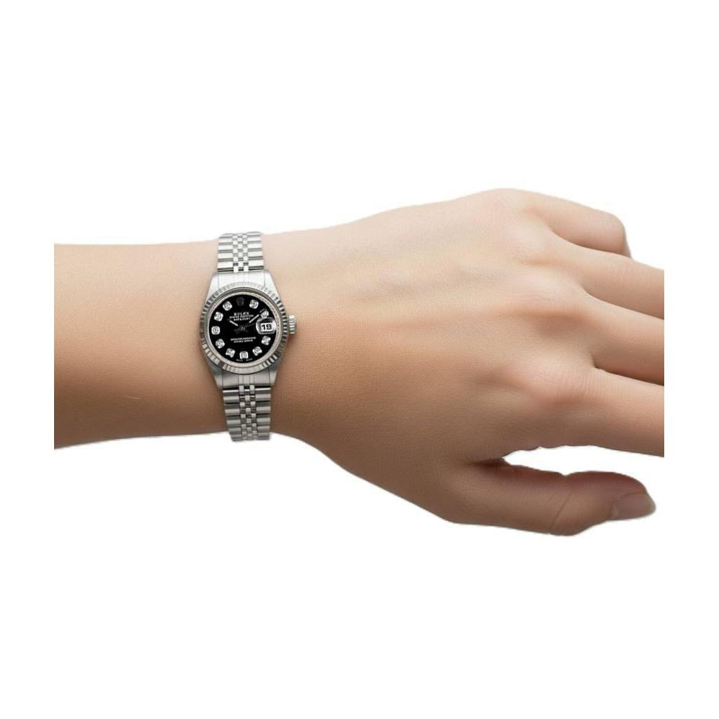 Black Diamond Dial Stainless Steel Jubilee Bracelet Rolex Watch P6