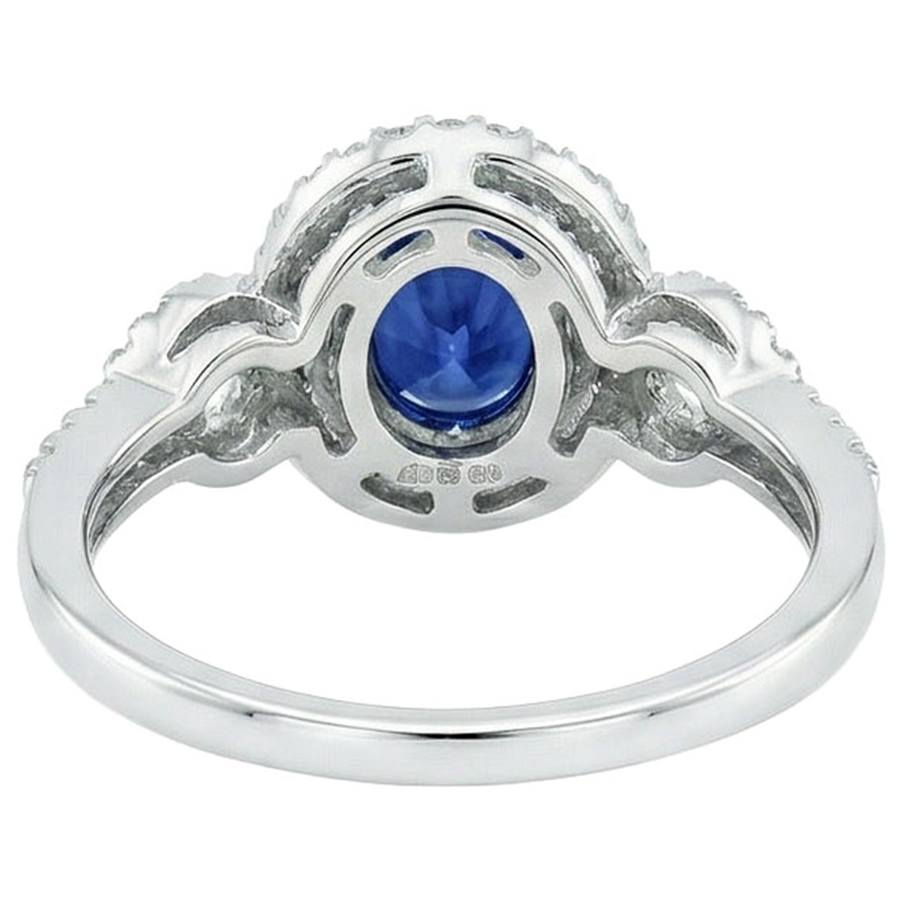 Blue AAA Ceylon Sapphire With Natural Earth Mined Diamond ( Not Lab Grown )  Ring 2.75 Carats Gold Jewelry