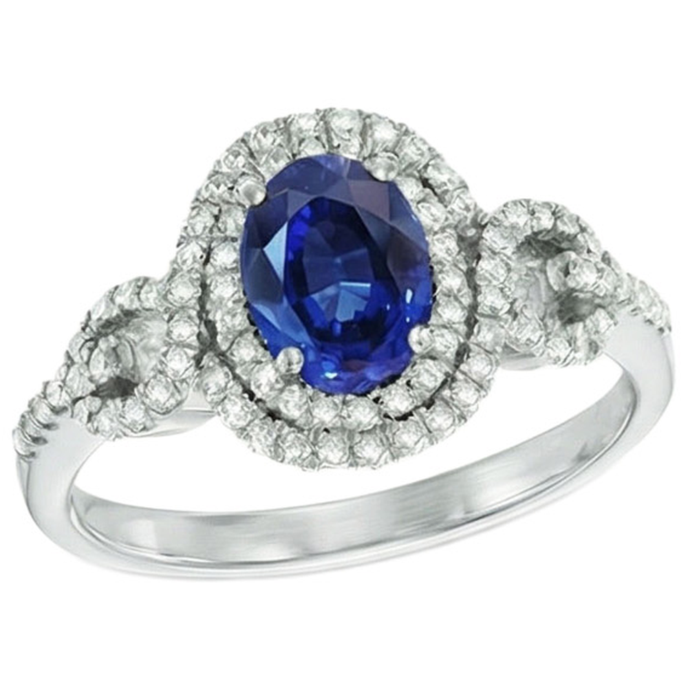 Blue AAA Ceylon Sapphire With Natural Earth Mined Diamond ( Not Lab Grown )  Ring 2.75 Carats Gold Jewelry
