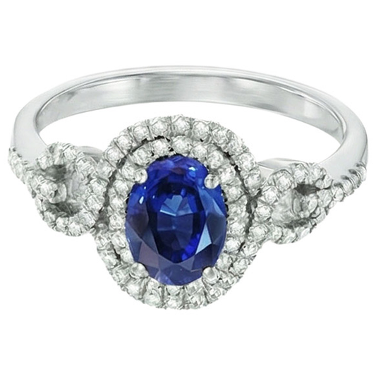 Blue AAA Ceylon Sapphire With Natural Earth Mined Diamond ( Not Lab Grown )  Ring 2.75 Carats Gold Jewelry