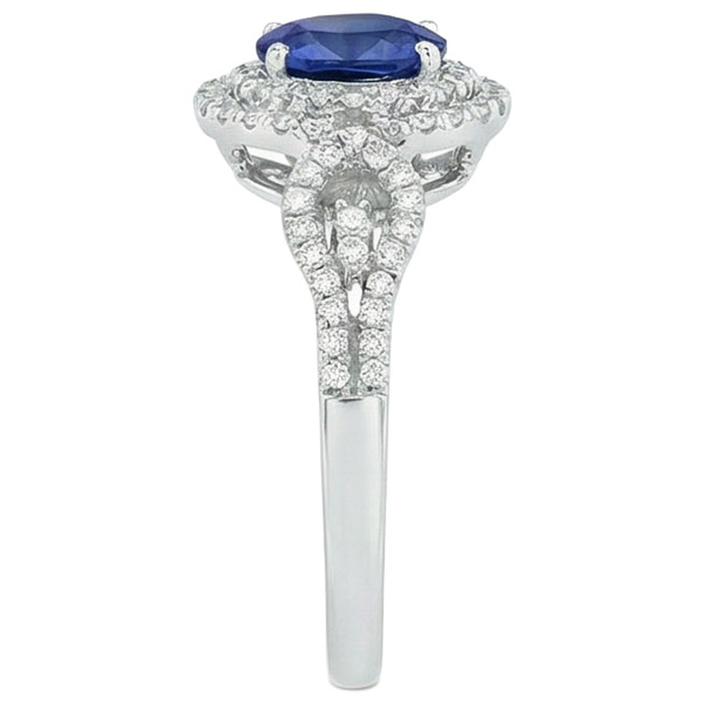 Blue AAA Ceylon Sapphire With Natural Earth Mined Diamond ( Not Lab Grown )  Ring 2.75 Carats Gold Jewelry