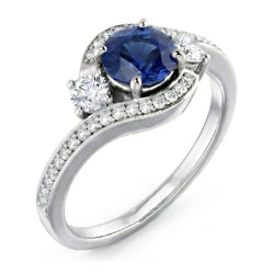 Natural Sapphire Ring 2ct - White Gold 14K