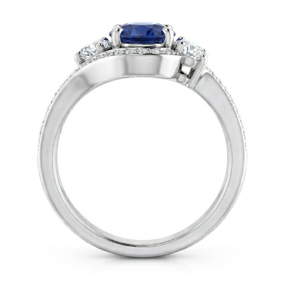 natural round sapphire 2ct ring top view