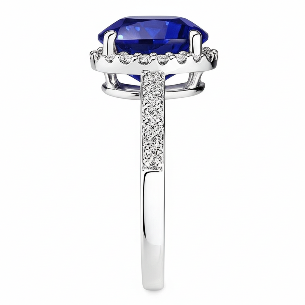 Blue Colored Gem Engagement Ring