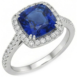 Natural Sapphire Ring 3.5ct - White Gold 14K