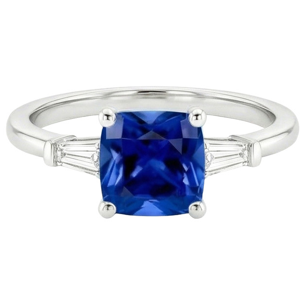 natural princess sapphire 2.75ct ring top view