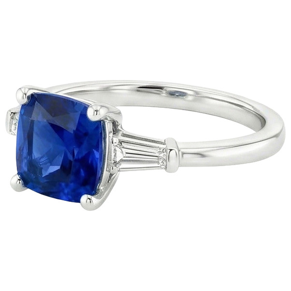 natural princess sapphire 2.75ct ring profile view