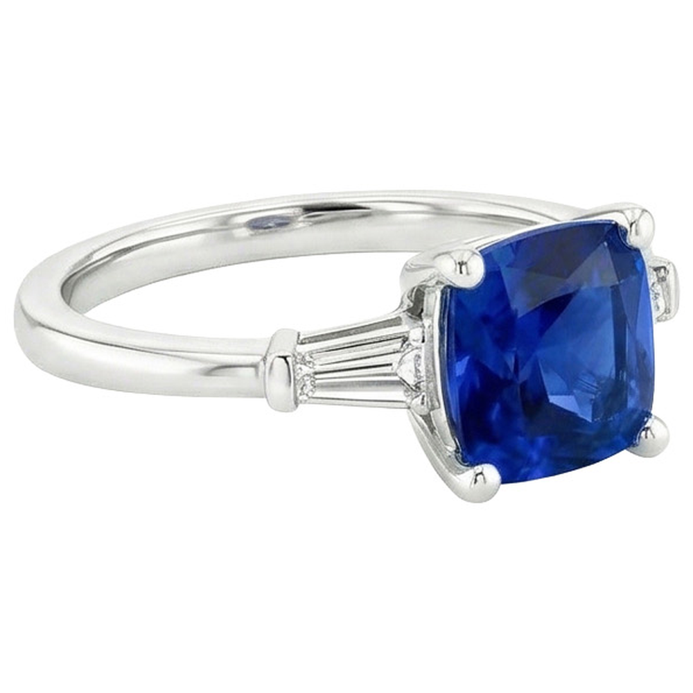 natural princess sapphire 2.75ct ring on white background