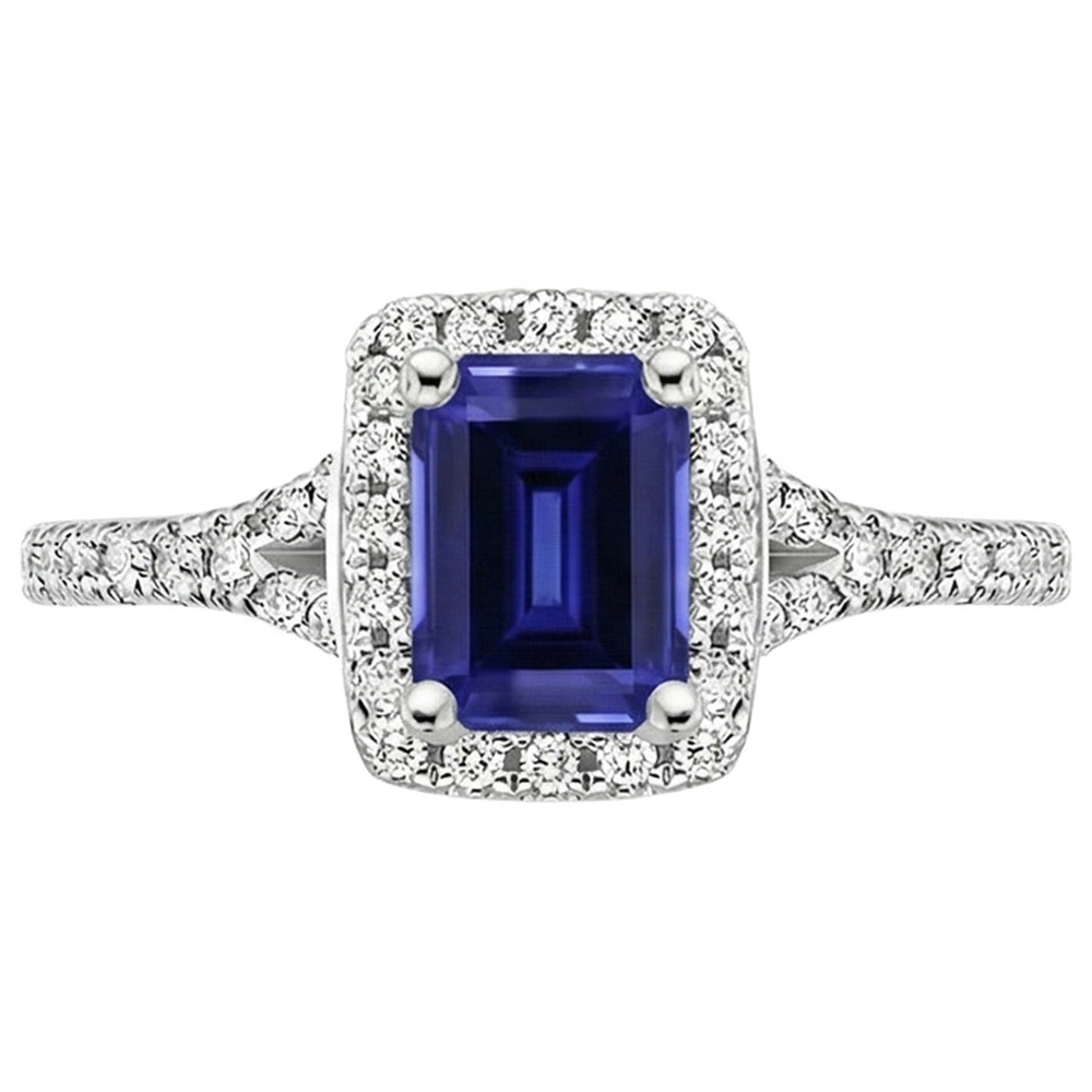 Blue Emerald Ceylon Sapphire Natural Earth Mined Diamond ( Not Lab Grown ) Engagement Ring 3 Carats