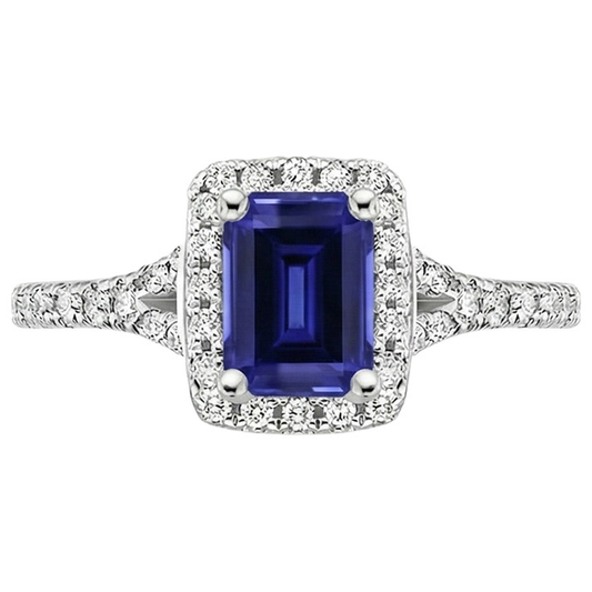 Blue Emerald Ceylon Sapphire Natural Earth Mined Diamond ( Not Lab Grown ) Engagement Ring 3 Carats