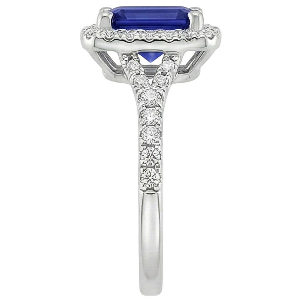 Blue Emerald Ceylon Sapphire Natural Earth Mined Diamond ( Not Lab Grown ) Engagement Ring 3 Carats