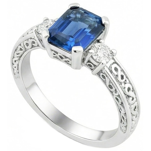 natural emerald sapphire 2.50ct ring front view
