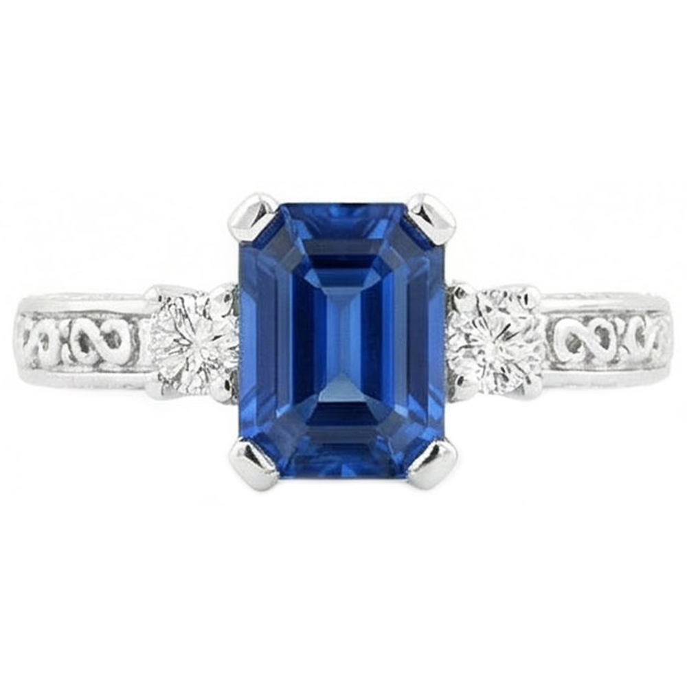 natural emerald sapphire 2.50ct ring side angle