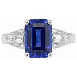 Natural Sapphire Ring 4ct - White Gold 14K
